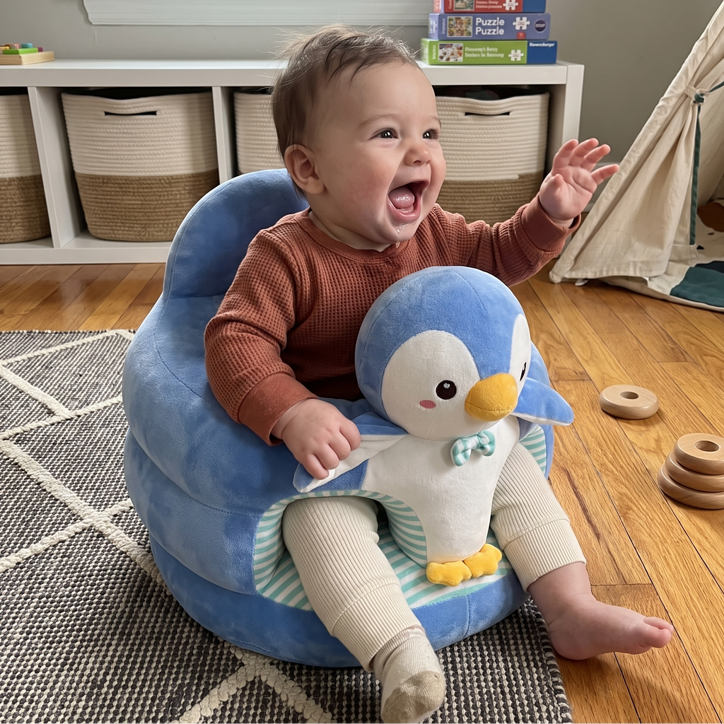 Plush Baby Sit-Up Seat with Squeaker Toys – Kidoriko