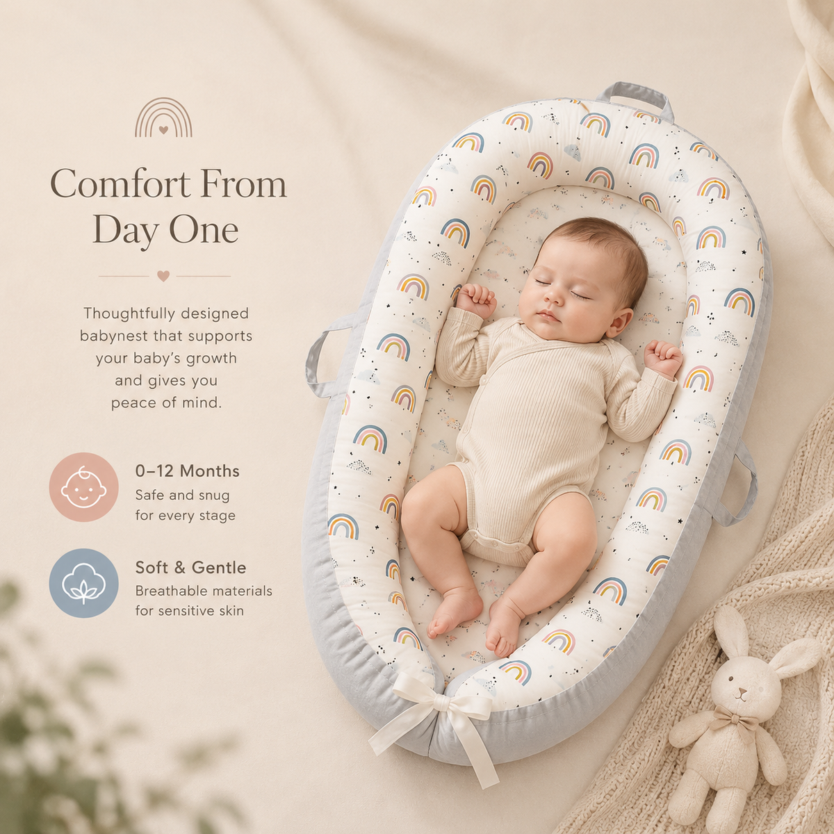 Premium Cotton Baby Lounger Nest, OEKO-TEX Certified – Kidoriko