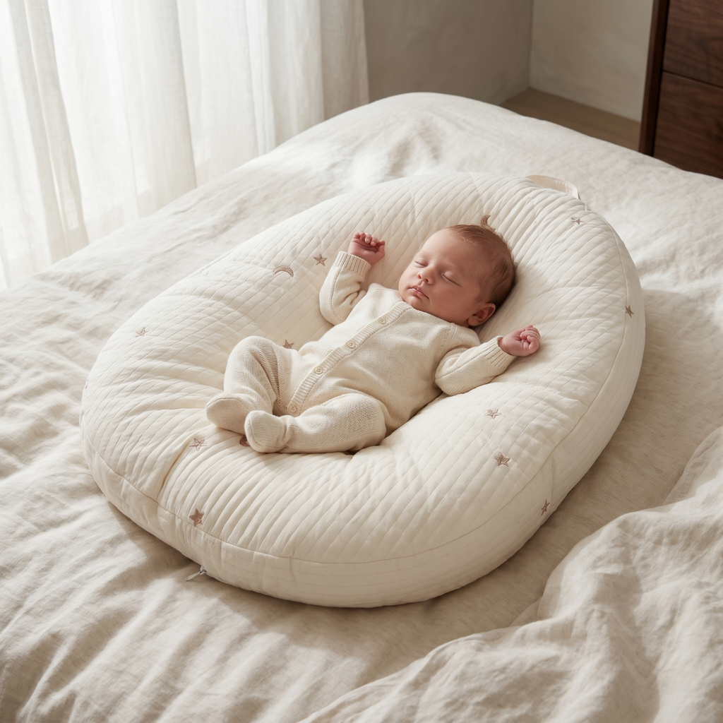 Ergonomic Cotton Baby Lounger Nest, 5° Incline – Kidoriko
