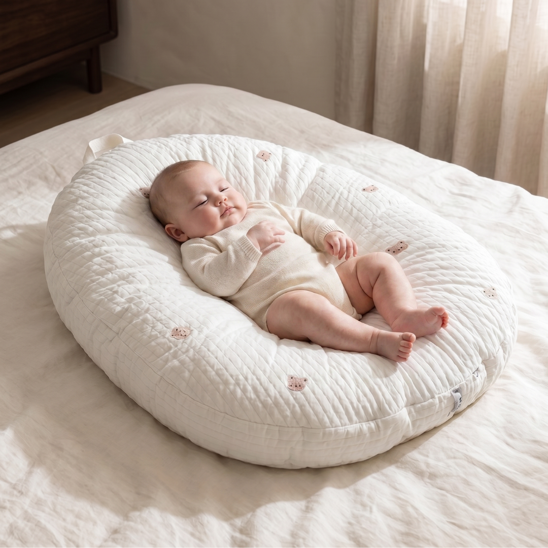 Ergonomic Cotton Baby Lounger Nest, 5° Incline – Kidoriko