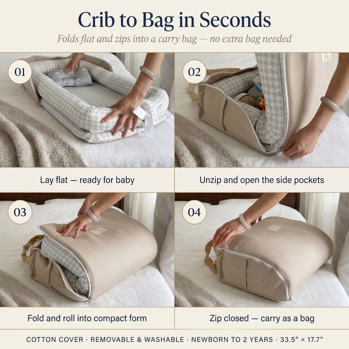 Portable Newborn Sleeping Crib, Converts Bag – Kidoriko
