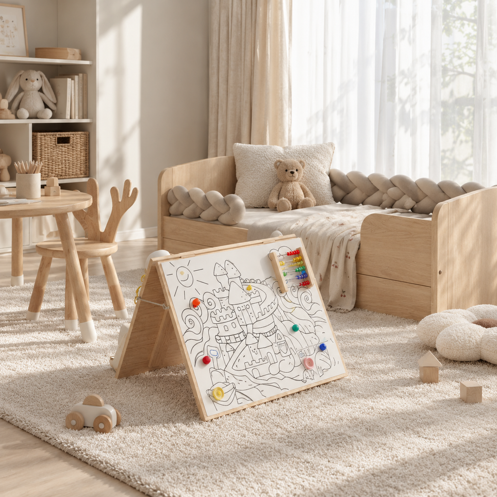 Wooden Montessori Busy Board, Double-Sided – Kidoriko