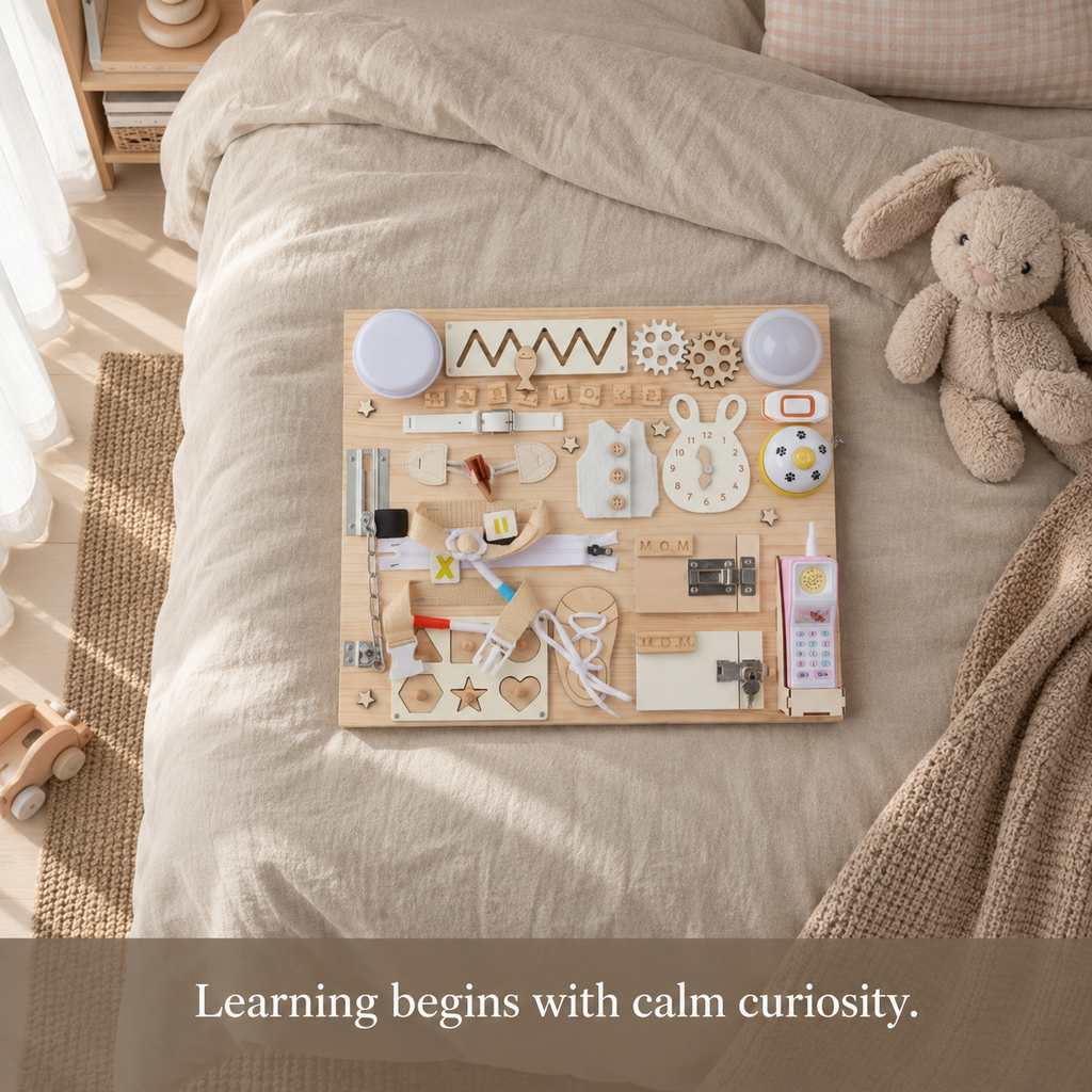 Wooden Montessori Busy Board, Double-Sided – Kidoriko