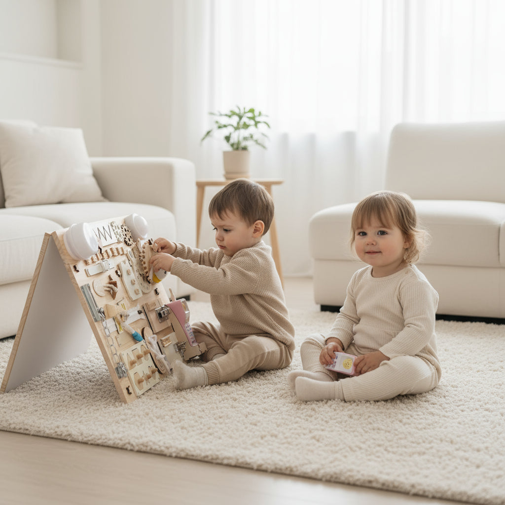 Wooden Montessori Busy Board, Double-Sided – Kidoriko
