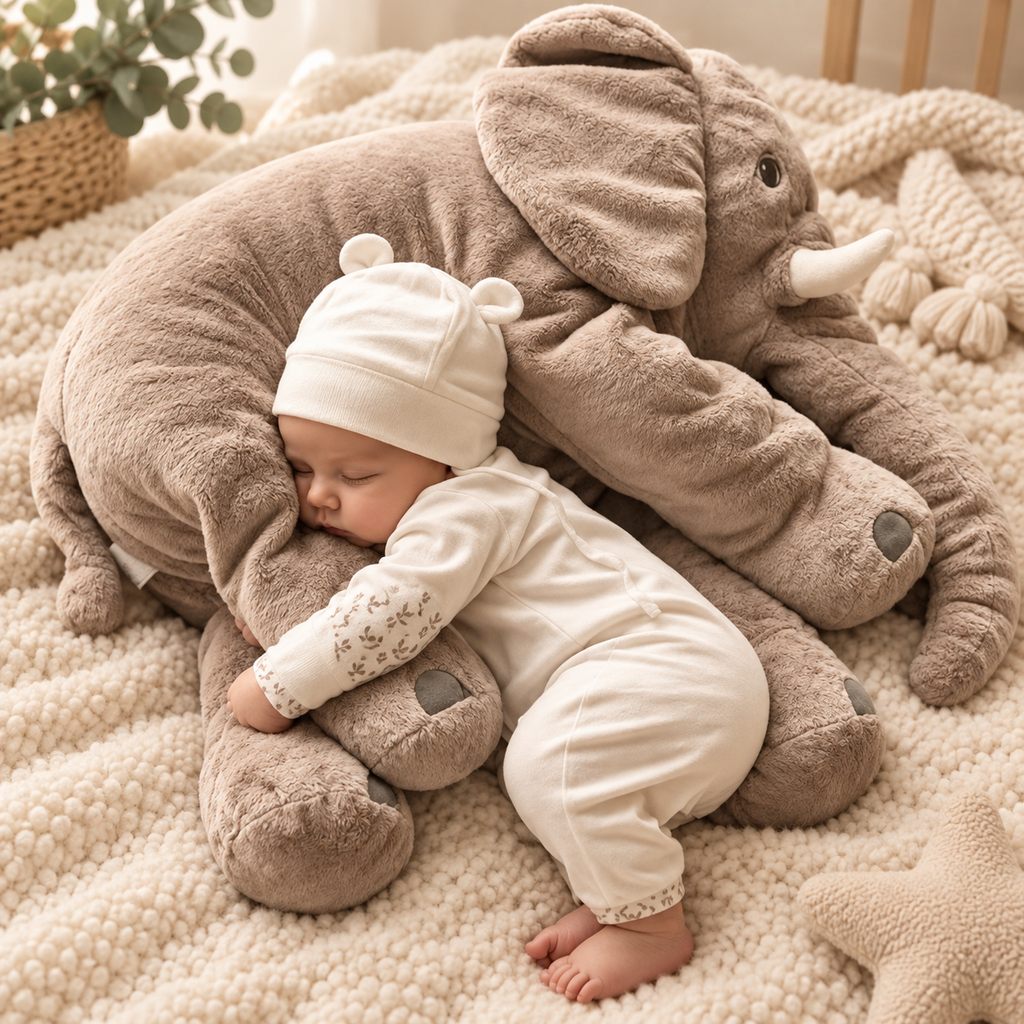 Plush Elephant Pillow, Soft Cotton Nursery – Kidoriko