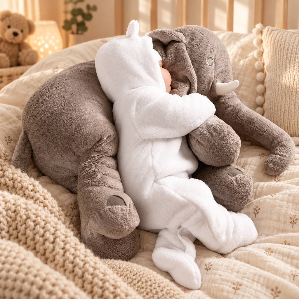 Plush Elephant Pillow, Soft Cotton Nursery – Kidoriko
