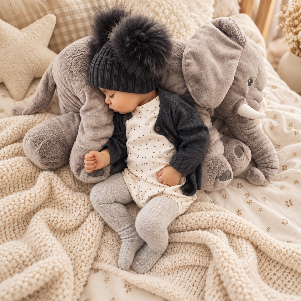 Plush Elephant Pillow, Soft Cotton Nursery – Kidoriko