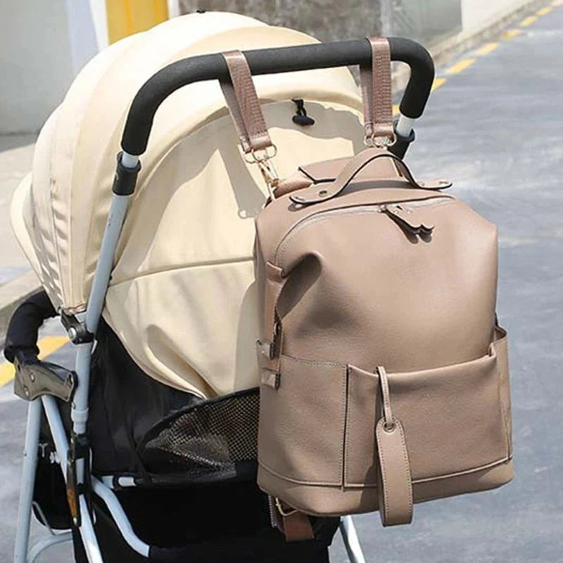 Vegan Leather Diaper Backpack, Stroller Straps – Kidoriko