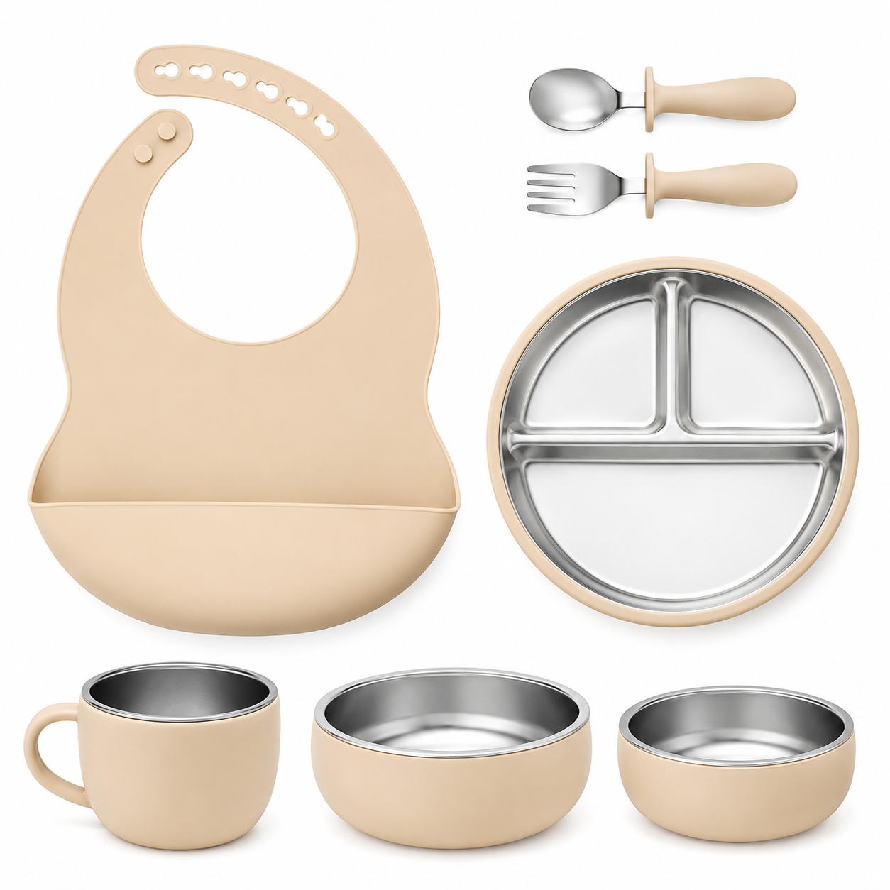 Stainless Steel & Silicone Baby Feeding set