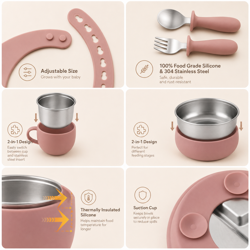 Stainless Steel & Silicone Baby Feeding set