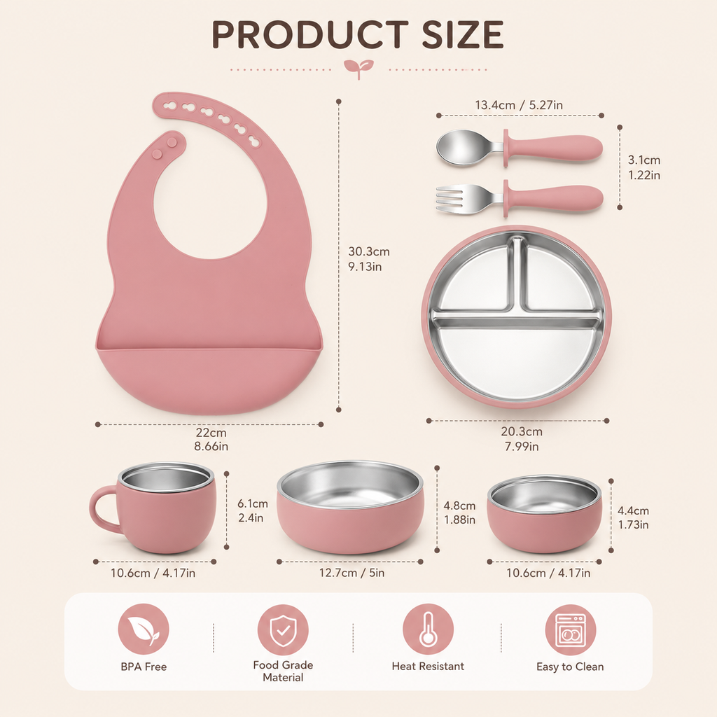 Stainless Steel & Silicone Baby Feeding set