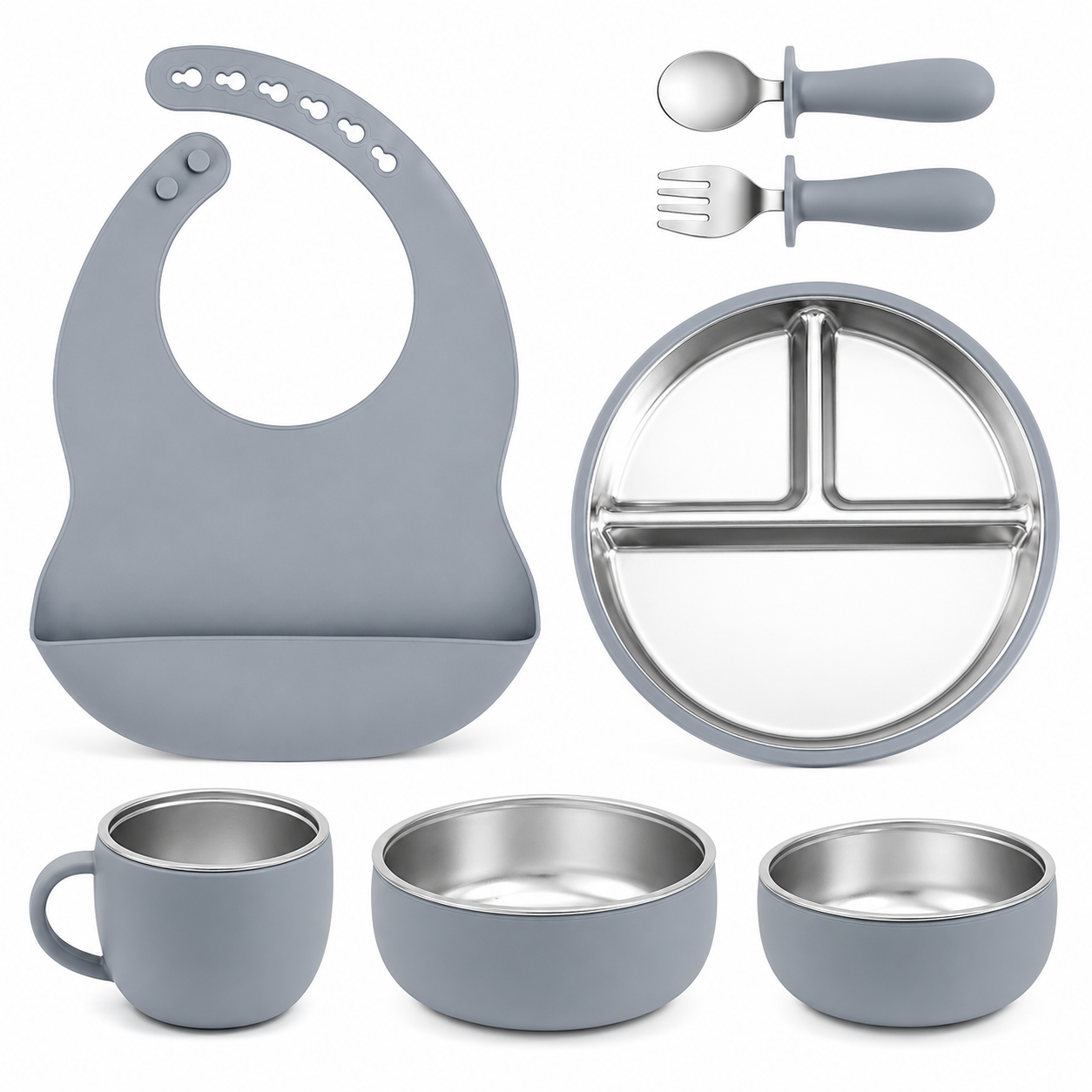 Stainless Steel & Silicone Baby Feeding set