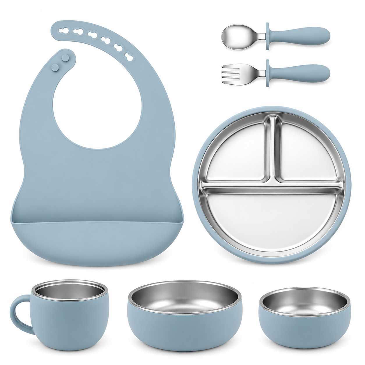 Stainless Steel & Silicone Baby Feeding set