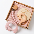 Elephant Baby Teether Gift Set (Shell Pink)