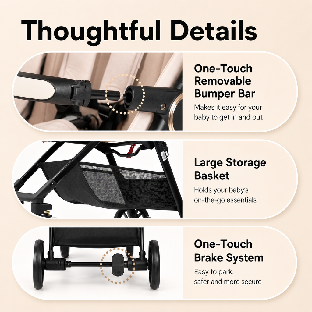Lightweight Foldable Travel Baby Stroller with Reclining Seat