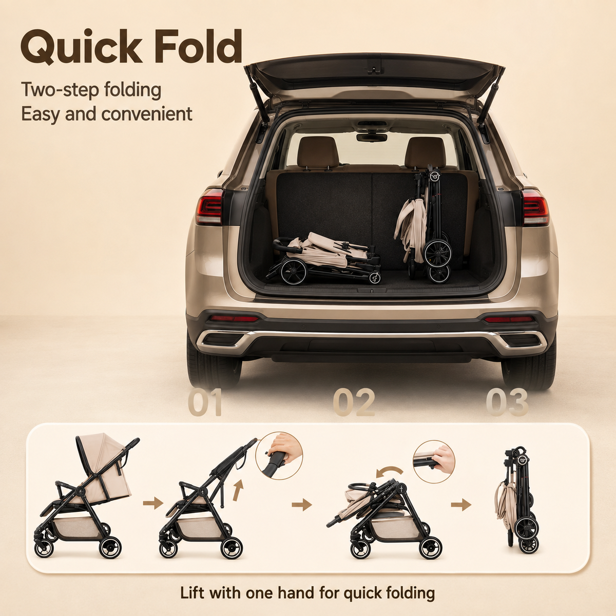 Lightweight Foldable Travel Baby Stroller with Reclining Seat