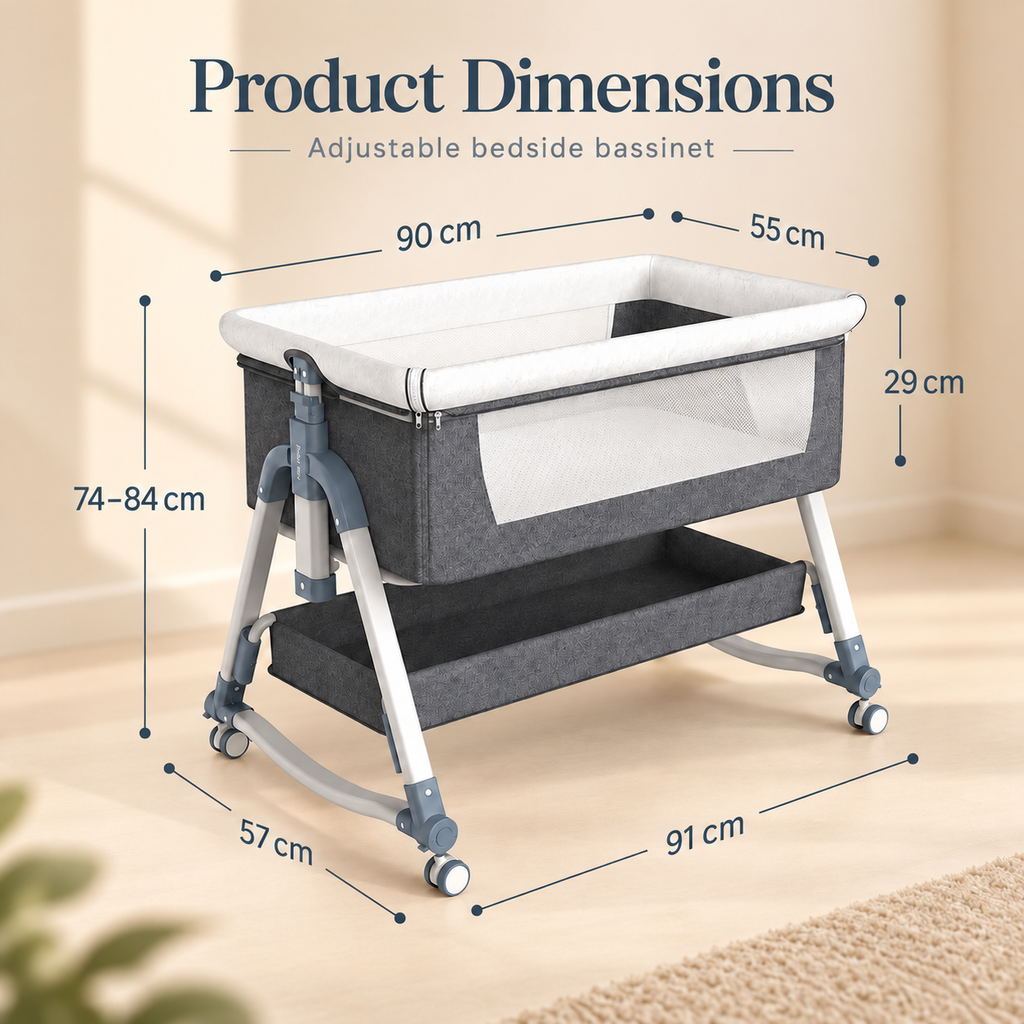 Bedside Co-Sleeper Bassinet, Adjustable Height – Kidoriko