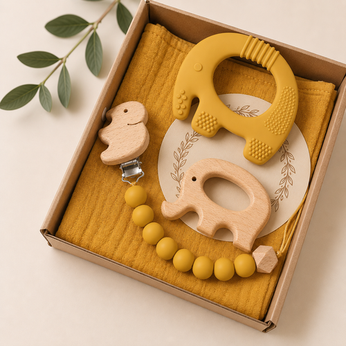 Elephant Baby Teether Gift Set (Honeycomb)
