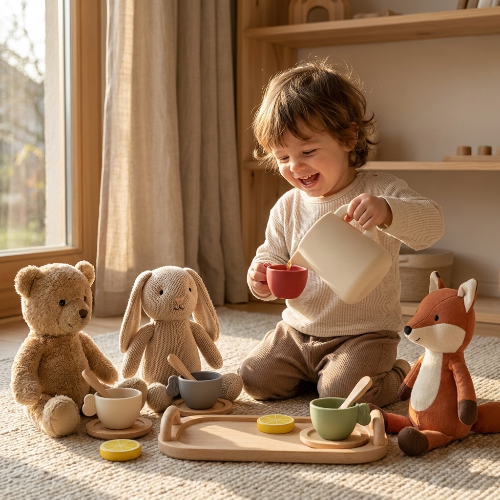 Toddler Tea Party Play Set – Silicone & Wood – Kidoriko