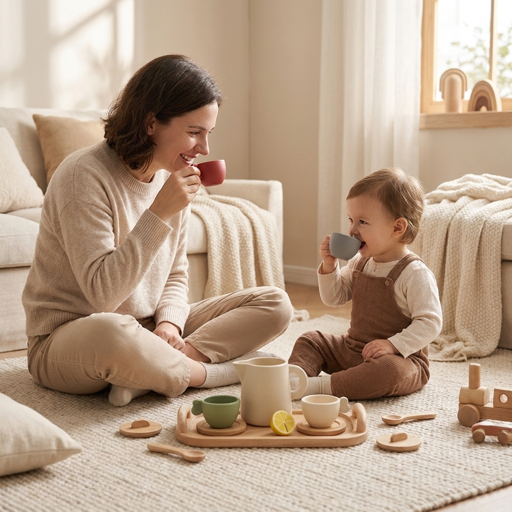 Toddler Tea Party Play Set – Silicone & Wood – Kidoriko