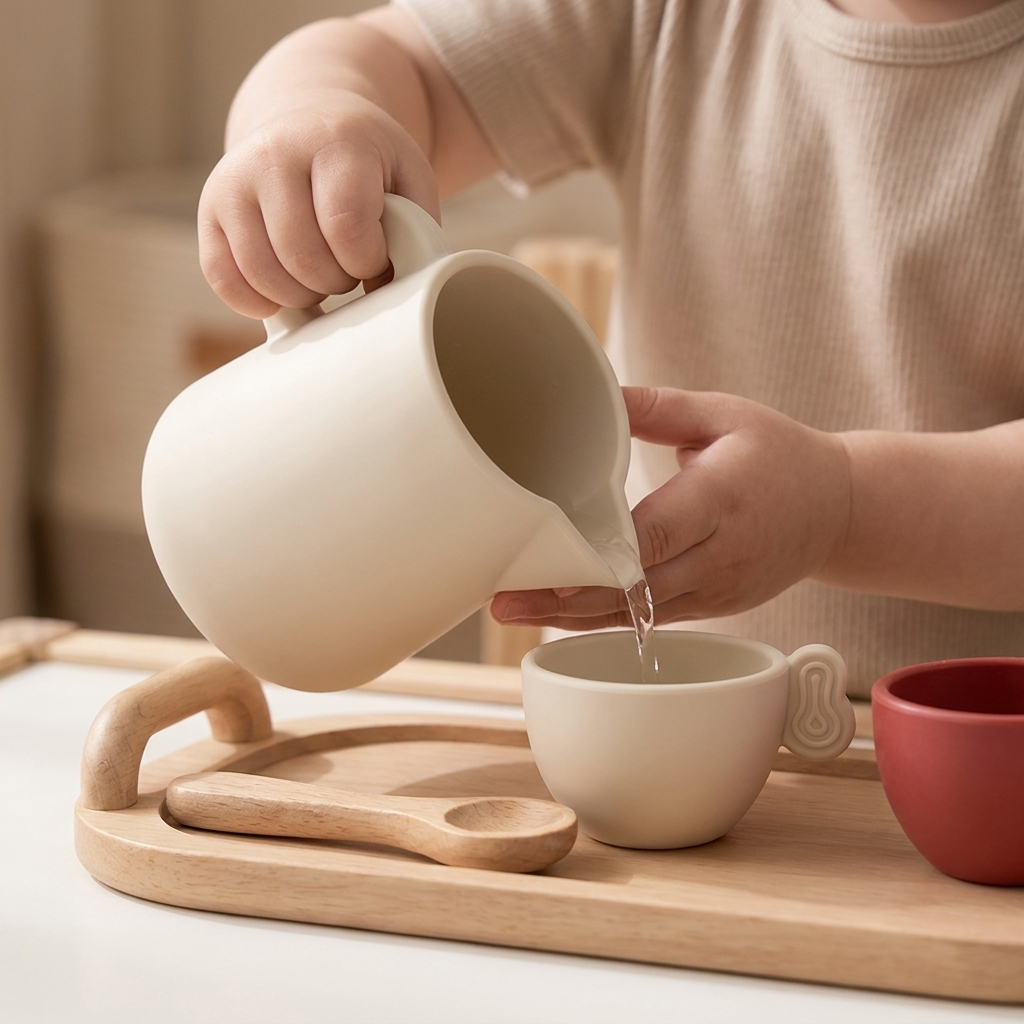 Toddler Tea Party Play Set – Silicone & Wood – Kidoriko