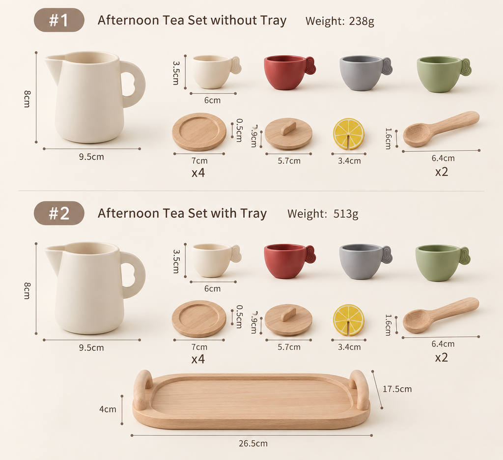 Toddler Tea Party Play Set – Silicone & Wood – Kidoriko