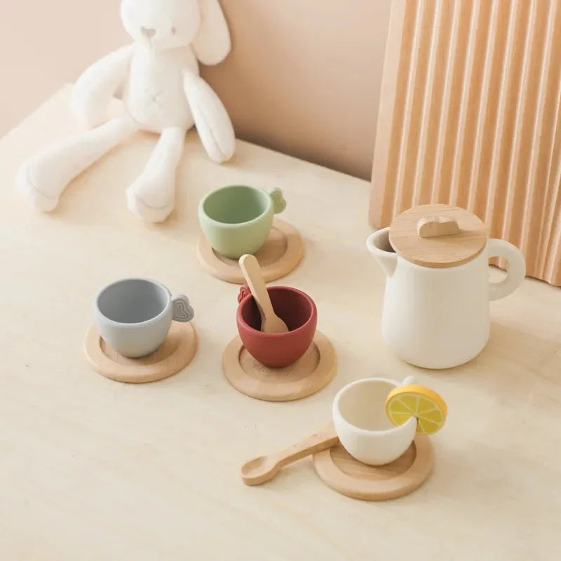 Toddler Tea Party Play Set – Silicone & Wood – Kidoriko