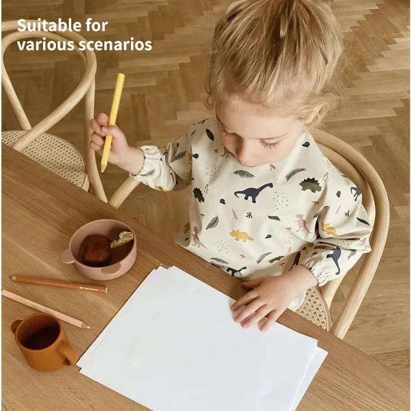 Waterproof Long Sleeve Smock Bib with Pocket – Kidoriko