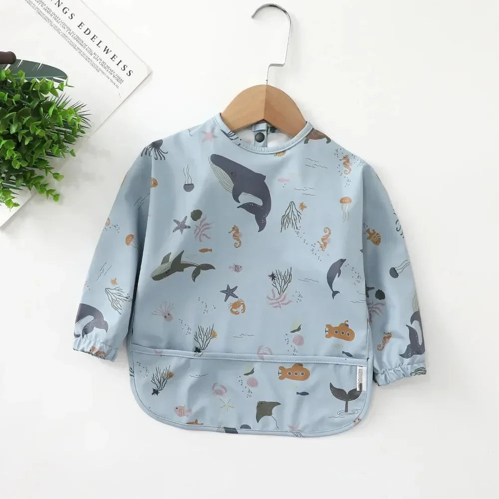 Waterproof Long Sleeve Smock Bib with Pocket – Kidoriko